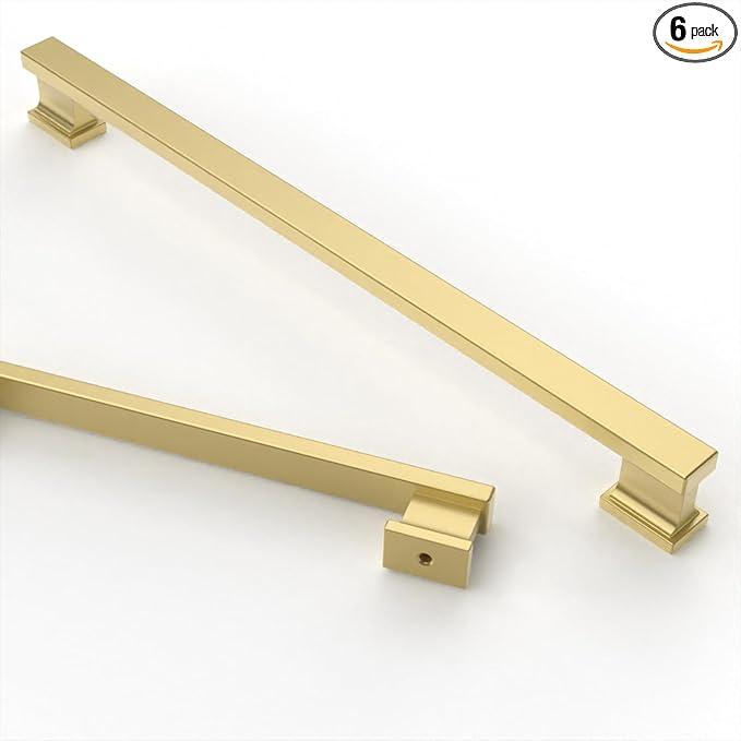 Asidrama 6 Pack 15 Inch(381mm) Brushed Satin Nickel Kitchen Cabinet Handles, Cabinet Pulls Kitchen Cabinet Hardware for Cupboard Drawer Pulls (15" Hole Center)