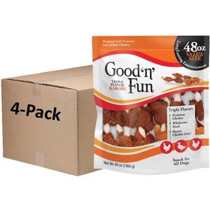 Good'n'Fun Triple Flavored Rawhide Kabobs for Dogs 3 Pound (Pack of 4) (EXP 02/02/28)