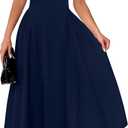 OFEEFAN Summer Dresses for Women Square Neck Corset A Line Maxi Dress Ruffle Ruched Waist Flowy Outfits (Blue, M)