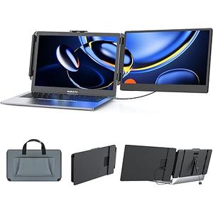 Kwumsy S1 14" Portable Laptop Screen, Travel Ultra Triple Portable Monitor, 1080P Resolution & 14" IPS FHD Screen, 180° Rotation Triple Laptop Monitor