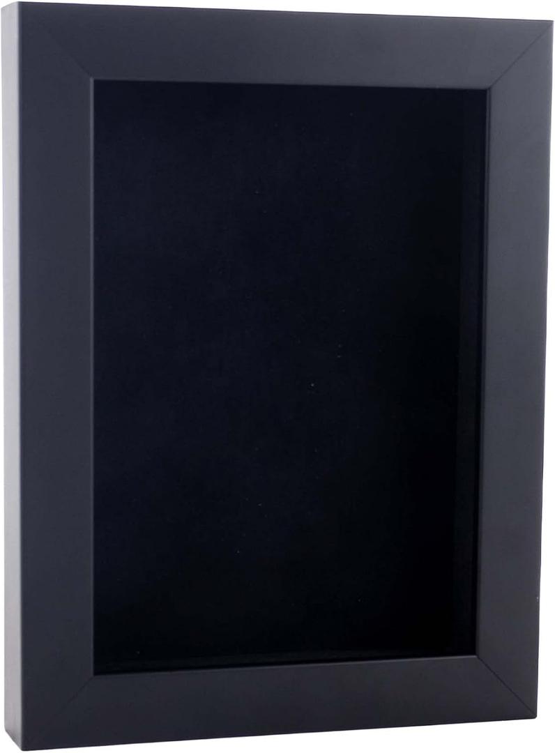 16x20 Shadow Box Frame Black Wood | with a 3/4" Usable Display Depth | Includes a Black Real Suede Texture Acid-Free Backing Board, UV Resistant Acrylic, and Hanging Hardware