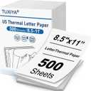 TUXIYA 500 Sheets Thermal Printer Paper 8.5 x 11 Inch,BPA free Advanced Thermal Printing, US Letter Size Thermal Paper Compatible Most Portable Printers