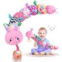 Infinno Baby Musical Stuffed Sensory Toys for Girls and Boys, Infant Soft Security Toys for Newborns 0-3-6-12 Months with Crinkle and Rattles, Caterpillar, Pink