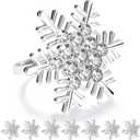 ZeeDix Christmas Silver Snowflake Napkin Rings Set of 8, Napkins Ring for Dinning Table - Rustic Dinner Tables Decoration for Wedding Receptions Christmas Thanksgiving Holiday Party Dinner Parties