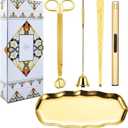 5 in 1 Candle Trimmer and Lighter Set with Candle Snuffer and Wick Trimmer with Tray, Gold Candle Wick Trimmer and Snuffer Set with Lighter and Wick Dipper for Scented Candle Lovers