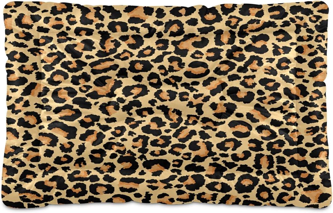 xigua Leopard Pattern Dog Bed Cat Bed Case, Ultra Soft Rectangle Comfortable Pet Bed, Cute Calming Dog Bed for Small Medium Dogs, 24x18in
