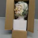 Mkono Small Artificial Flowers in Ceramic Vase 13.5" Centerpieces Coffee Table Decor, Silk Flower Arrangements for Home Decor Indoor Fake Flower Bouquet for Bathroom Dining Room Kitchen Wedding Brown