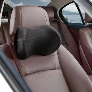 Super Great Car Headrest Pillow, Car Pillow for Neck Pain Relief with Adjustable Strap, 100% Memory Foam & Breathable Removable Cover, Ergonomic Design - Softness Travel Car Neck Pillow(Black 1PC)