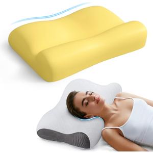 Memory Foam Bed Pillow for Sleeping, Ergonomic Cervical Neck Support Orthopedic Contour Pillow for Side Back Stomach Sleeper, Neck and Shoulder Pain Relief Anti Snoring Pillow (Standard, 1)