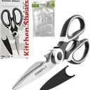Heavy Duty Kitchen Utility Scissors Professional Shears for Meat Cutting Sharp Kitchenaid Shears Multipurpose Scissor for Food No Rust + 100 Pcs Plastic Gloves Disposable