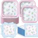 Zhehao 72 Pcs Mahjong Plates and Napkins Set Serve 36, 7" Mahjong Party Supplies Cocktail Tableware Dessert Plates and Napkins Disposable for Bridal Showers Wedding Dinnerware Decoration