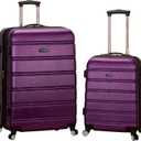 Rockland Melbourne Hardside Expandable Spinner Wheel Luggage, Purple, 2 Piece (20"/28")