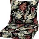 Arden Outdoor Deep Seat Cushion Set, 22 in x 24 in, Weather-Proof, Rain-Proof, Fade Resistant Patio Cushion Simone Black Tropical, 1 Pack