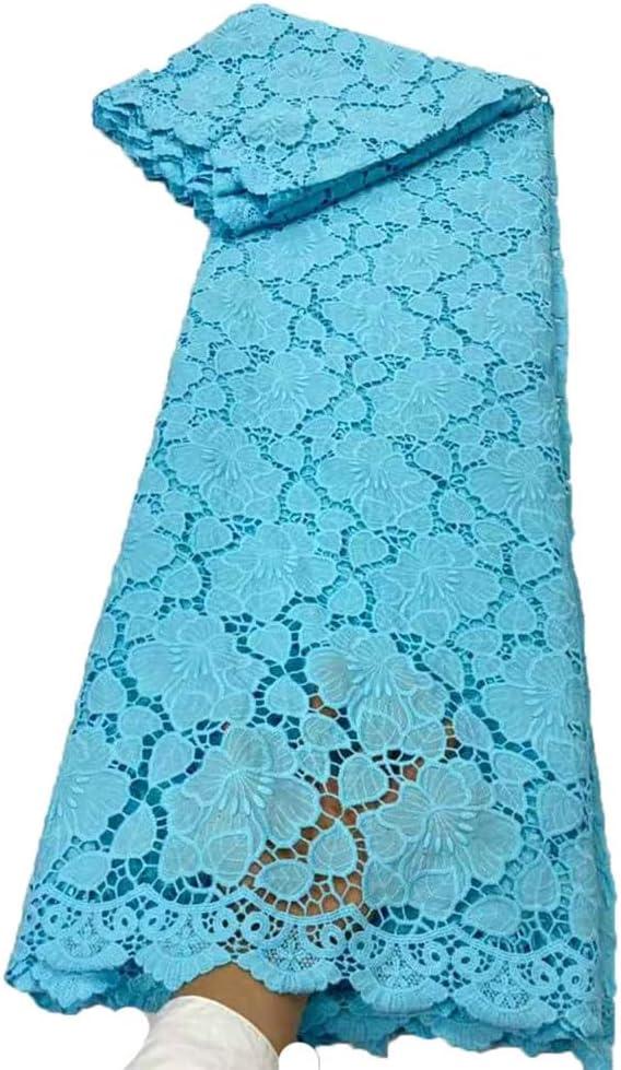 African Guipure Embroidery Flower Craft Fabric Nigerian Water Soluble Cord Lace for Evening Dress ML83G236 (Sky Blue). The lace pattern in the photo.