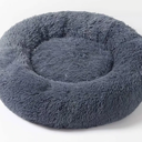 YHUKB Calming Dog Cat Bed, Fluffy Donut Cuddler for Small Medium Large Dog, Anti-Anxiety Deep Sleep，Machine Washable with Slip-Resistant Bottom, Indoor Round Pet Bed (Dark Grey,60x60cm)