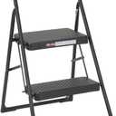 COSCO 2-Step Household Folding Steel Step Stool, Black