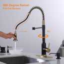 Touchless Kitchen Faucet KEER Smart Motion Sensor Hands Free Single Handle Spring Kitchen Sink Faucet with Pull Down Sprayer,Matte Black Gold