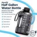 AQUAFIT 64 oz Water Bottle with Time Marker - Straw & Chug Lid - BPA Free Half Gallon Gym Water Bottle with Handle - Big Gallon Jug (Galaxy, 64 Ounces)