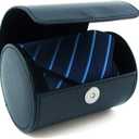 WAJJ Men's Necktie Travel Case, Tie Anti-Wrinkle Organizer Box - Formal Cylinder Shape (Blue)