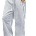 OYOANGLE Men's Drawstring Waist Straight Wide Leg Baggy Pants Workout Athletic Sweatpants with Pocket (Medium, Light Grey)