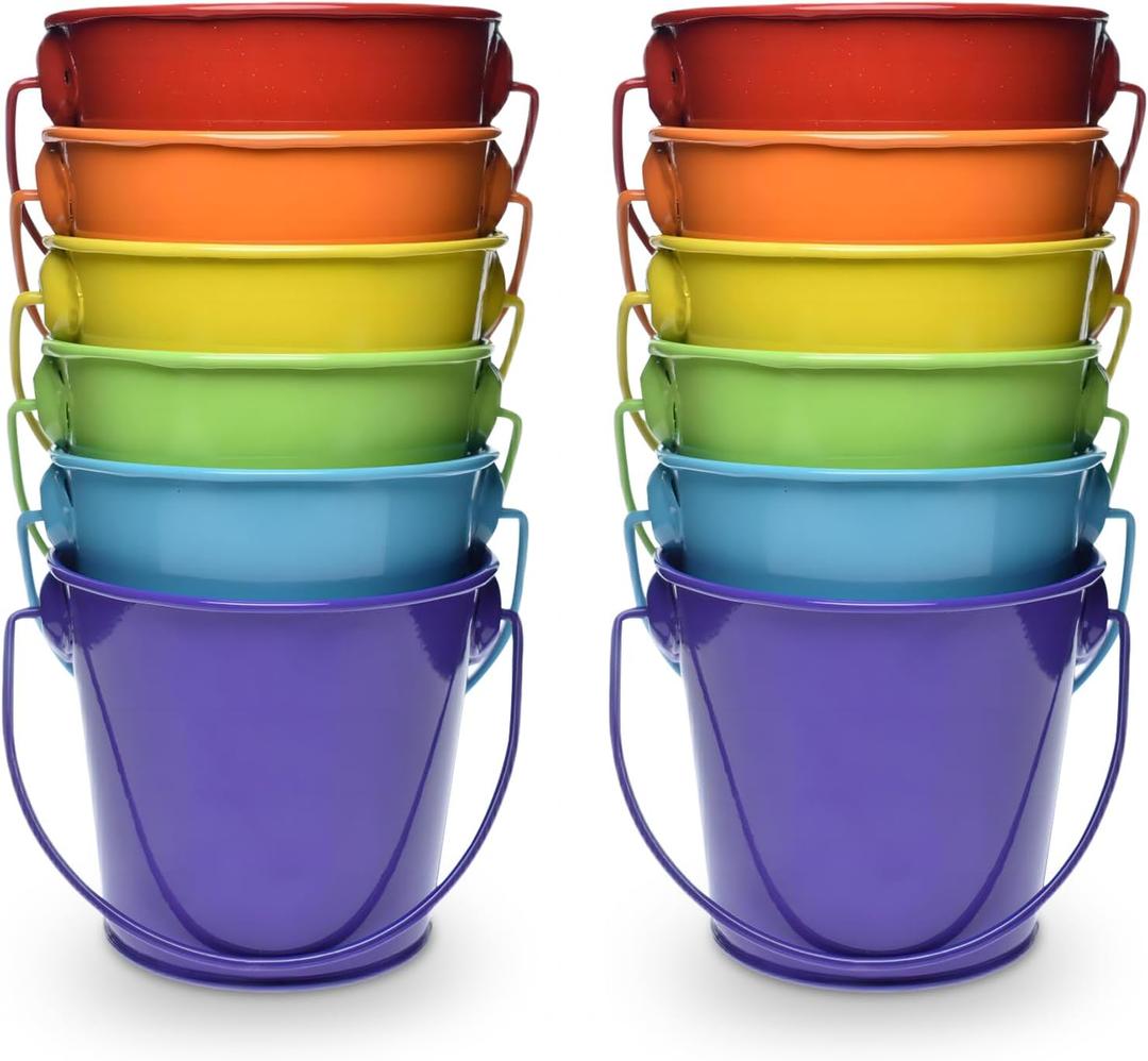 3.1" Galvanized Mini Tin Buckets  12Pcs Rainbow Colors Metal Buckets with Handle, Ideal for Party Favors, Bridal Shower and Craft Projects (Multi-Colored, 3.1") 3.1" Galvanized Mini Tin Buckets  12Pcs Rainbow Colors Metal Buckets with Handle, Ideal for Party Favors, Bridal Shower and Craft Projects (Multi-Colored, 3.1")