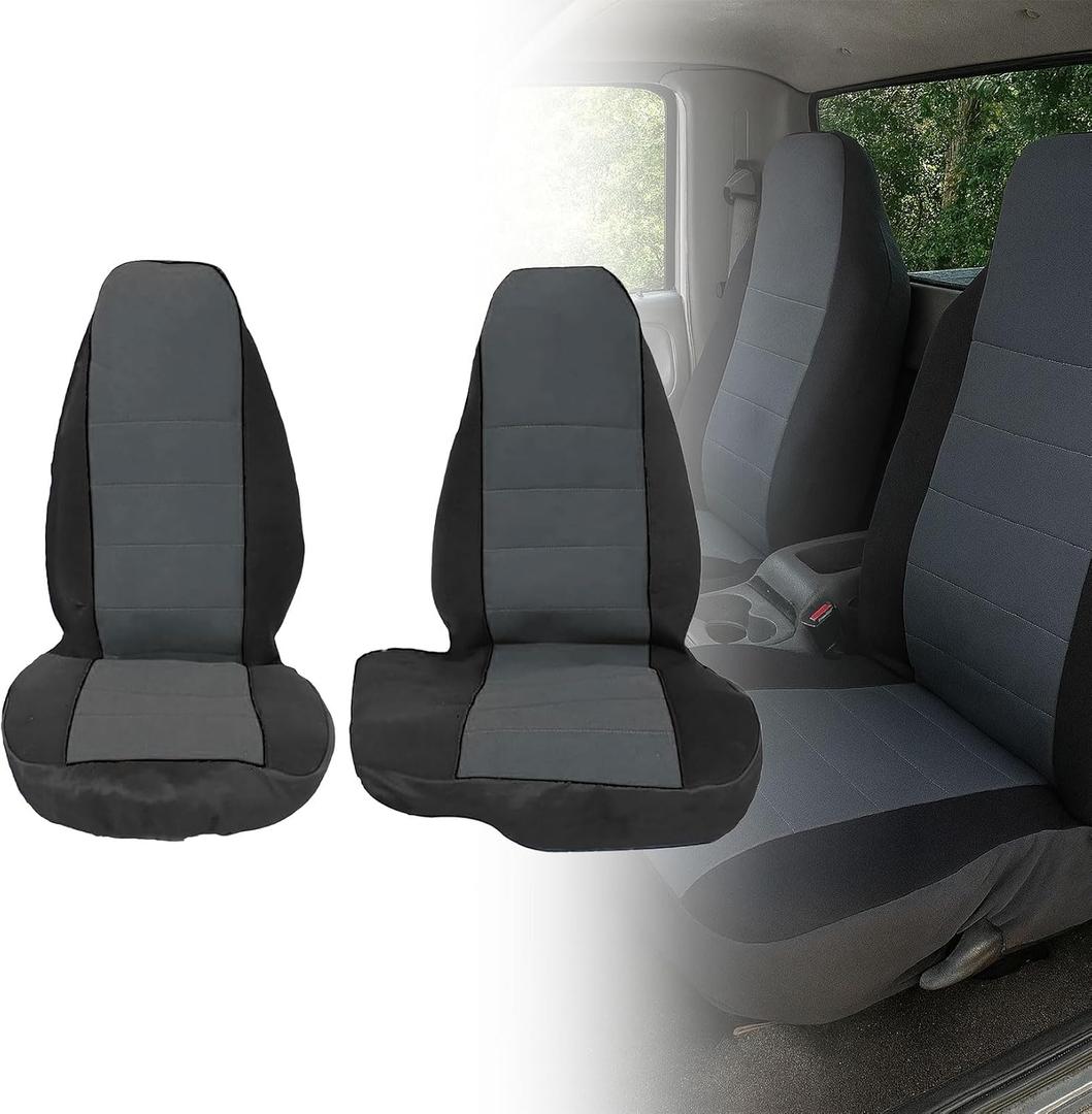 NLQR 60/40 High Back Bench Seat Cover fit for Ford Ranger Pickup XLT 1998 1999 2000 2001 2002 2003 Without Console Cover 2Pcs Universal Fit Seat Covers Black