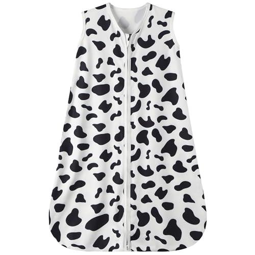 GUNTAIL Baby Sleep Sack 6-12 Months Baby Wearable Blanket 100% Rayon Cotton 2-Way Zipper Toddler Sleeping Sack，Comfy Soft Lightweight TOG 0.3（Cow Print）