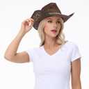 WQWOVRVO Cowboy Hat,Cowgirl Hat,Cowboy Hats for Women/Mens/Straw Wide with Shapeable Brim Western Cowboy Hat for Womens (Brown)