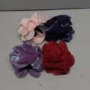 Cinaci 4 Pack Chiffon Big Rose Flower Bow Plastic Hair Claw Clips Barrettes Clamps Ponytail Holder Buns Chignon Holder Accessories for Women Girls (Pink, Wine Red, Purple and Navy)