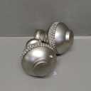 Decorative Curtain Rod Finials Luxury Rhinestones Silver Round Finials, Set of 2, Compatible with 1'' or 1-1/8'' dia curtain rod, Standalone finial pair, Silver