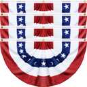 4 Pack Large Size 3 X 6 FT American Bunting Flag 4th of July Decorations, USA Pleated Fan Flag Memorial Day Patriotic Half Fan Banner 100% Polyester Fourth July Independence Day Outdoor Indoor Decor