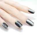 10 x Cat Eye Nails Short Squoval, Shimmery Black, Small Size Press on False Nails, 24 Reusable Fake Nails With Stick on Adhesive Tabs