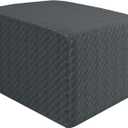 Stretch Footstool Slip Covers Rectangle, Large Ottoman Protector with Jacquard Pattern of Squares for Modern Home Decoration(Dark Gray,L)