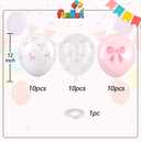 2 x Pink Bow Balloons,12 Inch Light Pink Clear White Bow Balloon for Girls Women Wedding Birthday Engagement Baby Shower Party Decorations, 30PC