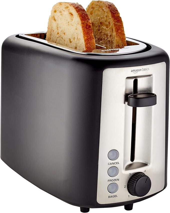 2 Slice Toaster, With 6 Browning Settings, Extra Wide Slots For Bagels and Special Breads, Removable Easy-to-Clean Crumb Tray, Cancel/Defrost/Bagel Buttons, 900W, Black & Silver