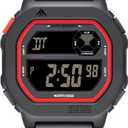 NORTH EDGE Mens Women's Digital Watch, Lightweight Sports Watch with LED Backlight, 50M Waterproof, Alarm Stopwatch Countdown Timer, Dual Time, Everyday Value Watch for Work Running (Red-Black)