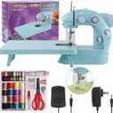 Sewing Machine for Beginners with Expansion Table and Foot Pedal and 42Pcs Sewing kit Finger Guard & Light Mini Small Portable Sewing Machines 2-Thread 2-Speed 2-Switches for Kids Ages 8-12
