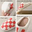 Classic House Plaid Slippers For Women Mens,Cozy Non Slip Outdoor Indoor Plush Slides Slippers (White)