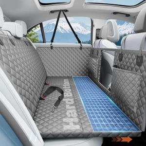 Dog Car Seat Cover for Back Seat with Hard Bottom,Waterproof Back Seat Extender for Dogs,Dog Hammock Dogs Bed for Cars, SUVs,Pet Seat Cover for Back Seat Holds 400lbs with Mesh Window & Pocket-Grey