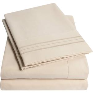 1500 Supreme Collection Queen Sheet Sets Beige Cream - Luxury Hotel Bed Sheets and Pillowcase Set for Queen Mattress - Extra Soft, Elastic Corner Straps, Deep Pocket Sheets, Queen Beige Cream