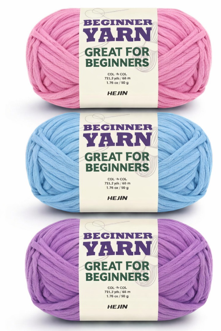 3 PCS 30M Colorful Knitting Yarn Set for DIY Hand Knitting Soft Woolen Yarn in White Pink Yellow Purple Green Blue for Craft Projects and Home Decor