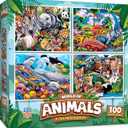 MasterPieces Jigsaw Puzzle Set for Kids, 4-Pack of 100 Piece Puzzles, Educational Animal Theme, Fun Game, Gift Idea, 8" x 10"