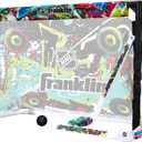 Franklin Sports NHL Kids Mini Hockey Set - Includes (1) Knee Hockey Goal, (2) Mini Sticks + (2) Foam Balls - Indoor Toy Youth Goal + Sticks Set - Graffiti, 28" X 20"