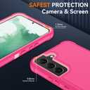 SunStory Compatible with Samsung Galaxy S22 Case with HD Screen Protector, 3-Layer Heavy Duty Full-Body Cover, 3 in 1 Hybrid Protective Case for Galaxy S22 6.1", PinkRed