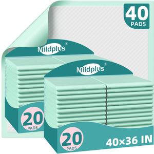 Disposable Bed Pads 40x36 Inch (40 Pack) - Extra Large, Super Absorbent Underpads for Adults & Pets, Waterproof Incontinence Pads, Mattress Protector [100x91CM]