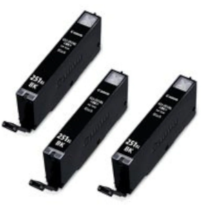 Amsahr CLI251XL Remanufactured Replacement canon Ink Cartridges for Select Printers/Faxes - Includes 3 Black Cartridges Ink