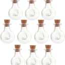 10Pcs Mini Glass Bottles with Cork Lids, XO Shape Tiny Glass Jars, Wishing Bottles, Small DIY Decorative Craft Vials for DIY Crafts Party Weddings Decoration Storage Accessories