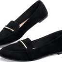 Obtaom Women's Pointy Toe Loafer Flat Comfortable Faux Suede Work Shoes,Cute Penny Loafer Slip On Ballet Flat (10, Black)