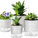 Samhe 4 Pack Self Watering Pots for Indoor Plants, 4/5.5 Inch Lightweight Planters with Water Reservoir, Flower Pots for African Violet, Spider Plant, Orchid