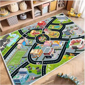 Kids Car Rug, Carpet Playmat for Toy Cars and Train, Road Traffic Play Mat for Kids, Play Area Rug with Non-Slip Backing, Ideal Gift for Children's Room playroom(2.63.9ft/3147in)